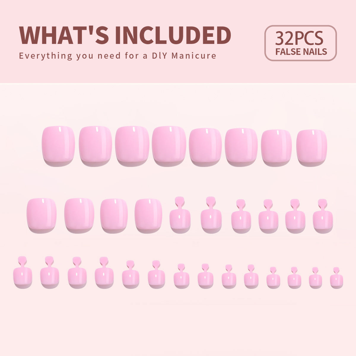 Weekly deals 32 Pcs-16 Sizes Kit Press On Toe nails T141