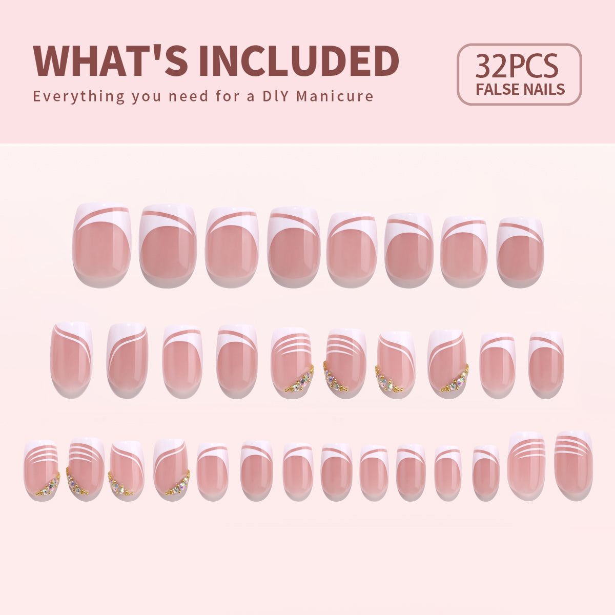 Gel Press On Nails 16 Sizes-32 Pcs Kit X003TYHXJB