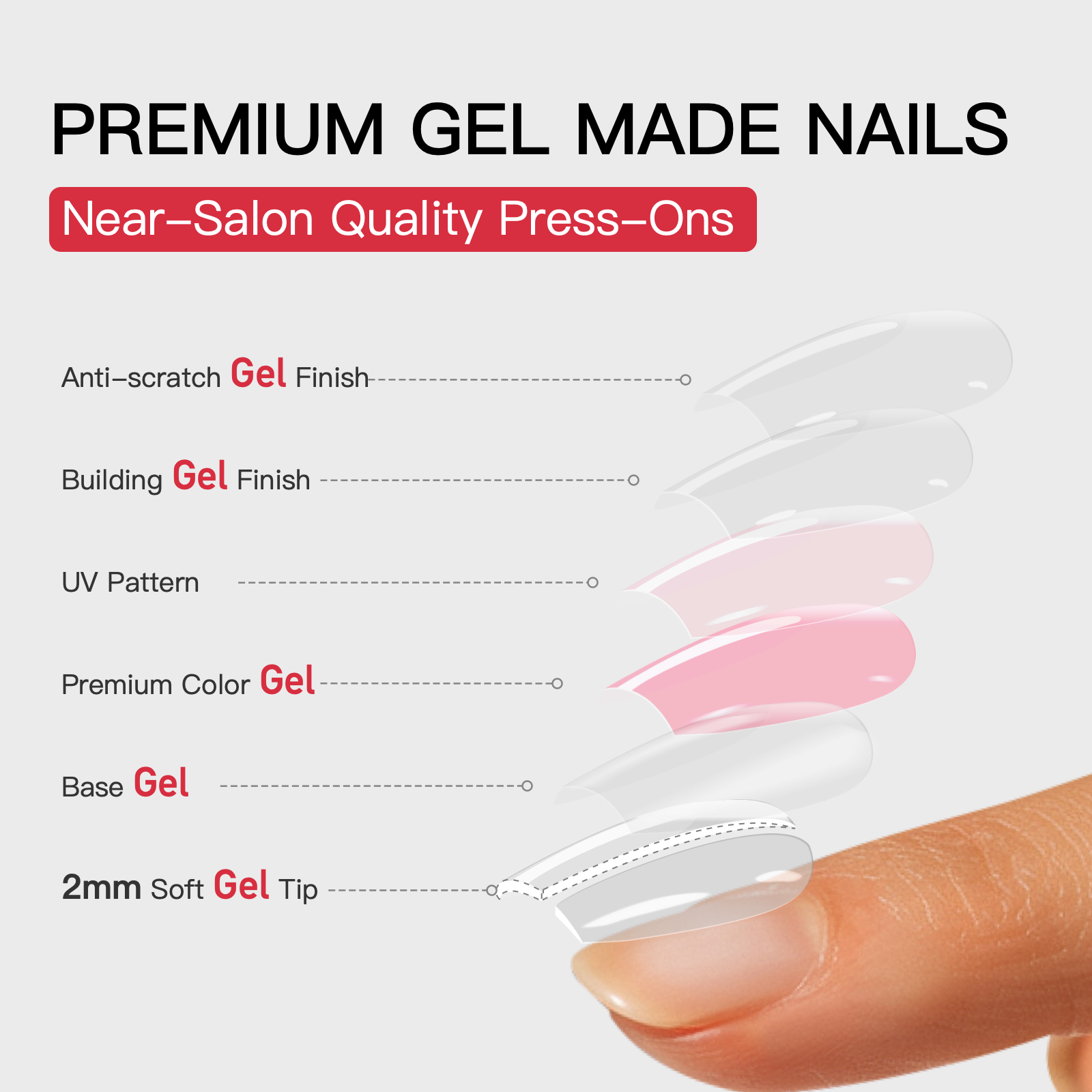 Gel Press On Nails 16 Sizes-32 Pcs W079
